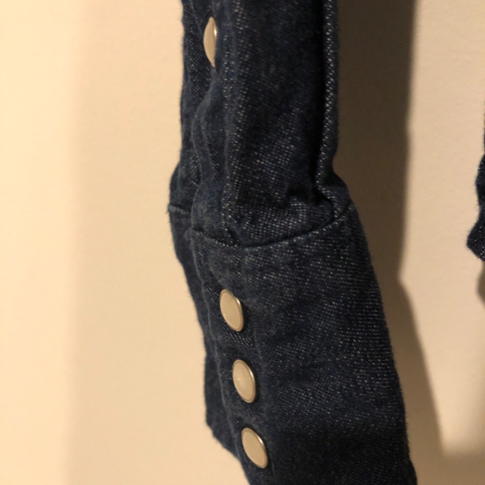 *SOLD* Ralph Lauren Western Shirt XS Dark Wash Denim Pearl Snap Buttons - Picture 5 of 7